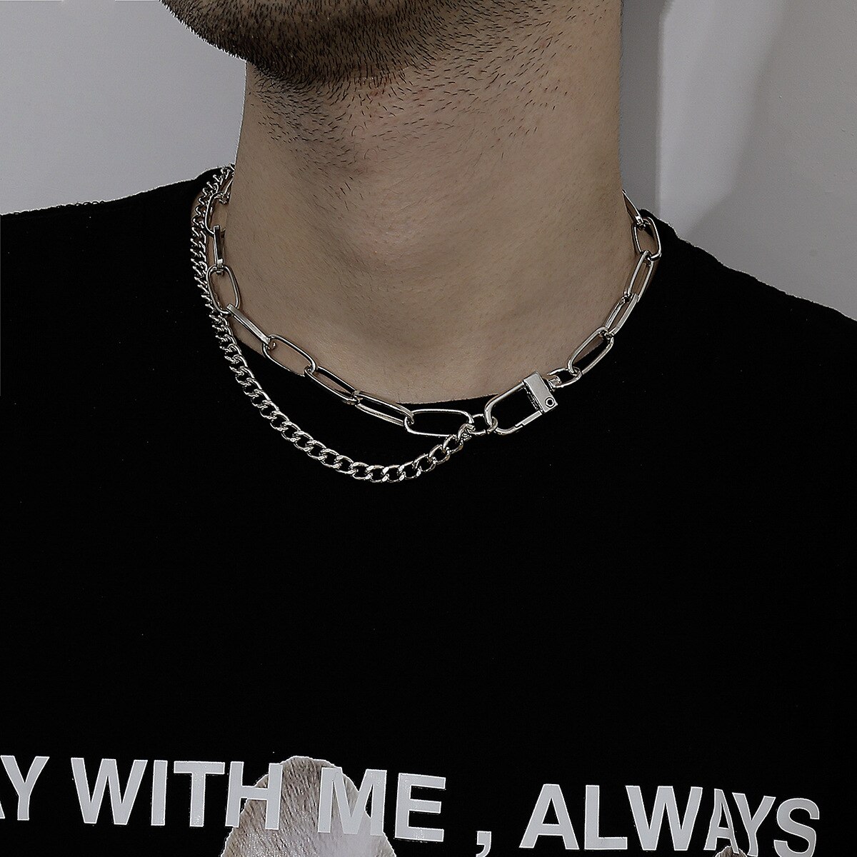 klasyczny punk metal dwuwarstwowy łańcuch Chokers geometryczny złoty kolor srebrny komunikat choker naszyjniki biżuteria prezenty dla kobiet mężczyzn