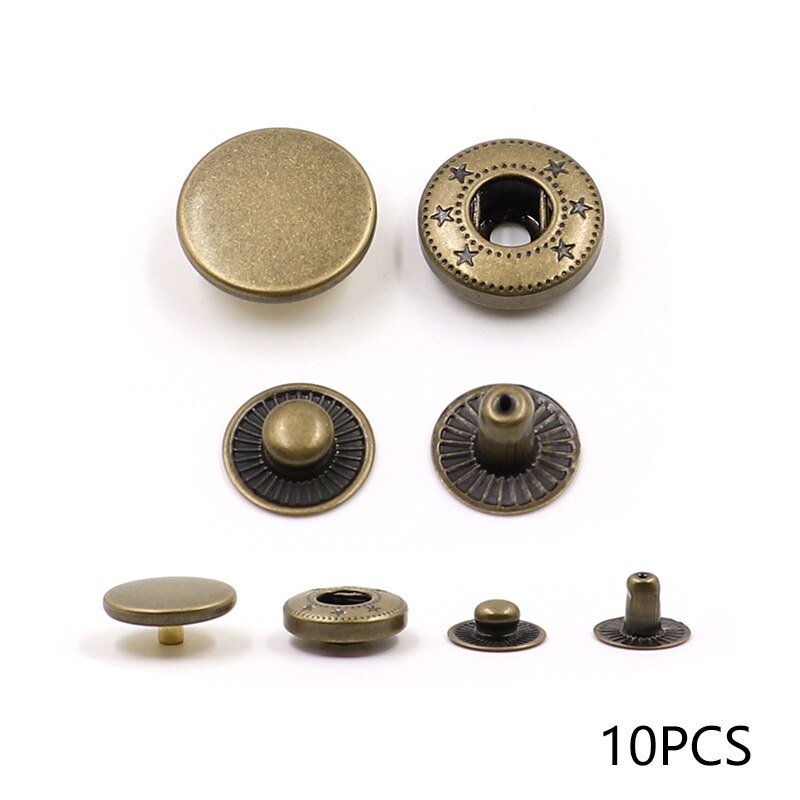 10 Sets 10-20mm Metall Kupfer Vier Schnalle Pack Druckknöpfen Nähen Taste Druckknöpfe Für Nähen Leder handwerk Kleidung Taschen