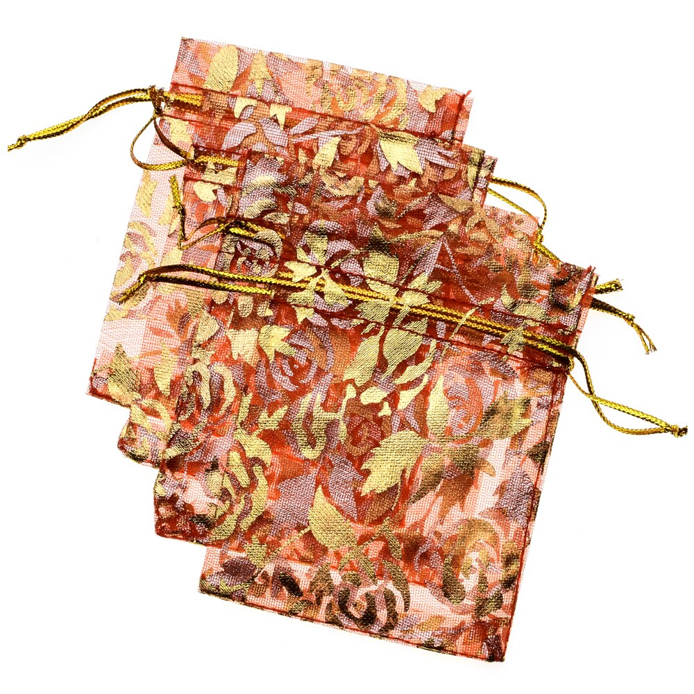 50 sztuk/partia wysokiej jakości wykwintne Rose Flower Organza torby ładne torby do pakowania biżuterii ślubne torby na prezenty świąteczne