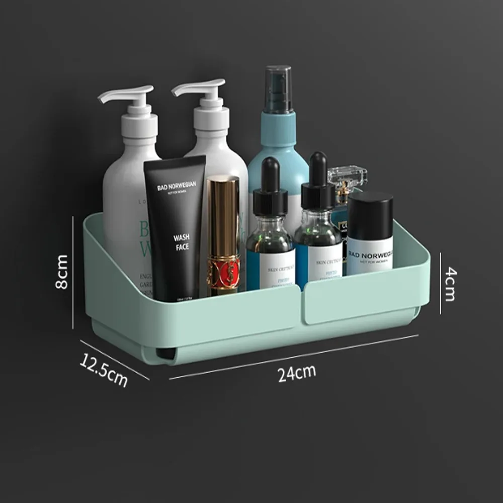 Badeværelse køkken bekvemmelighedsstativ hylde makeup opbevaringsorganisator kosmetik shampoo rack bruser hylde væg krydderirække uden boring: Mørkegrå