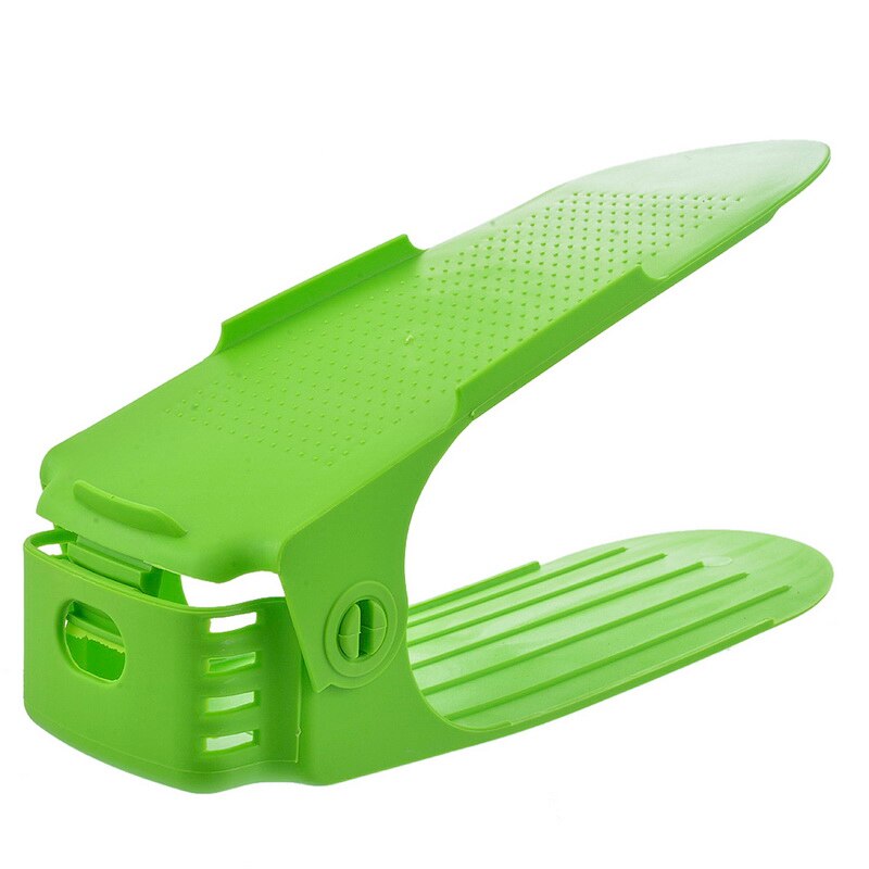 1PC Home Use Shoe Organizer Modern Double Cleaning Storage Shoe Rack Living Room Convenient Shoebox Shoes Organizer Stand Shelf: Adjustable green
