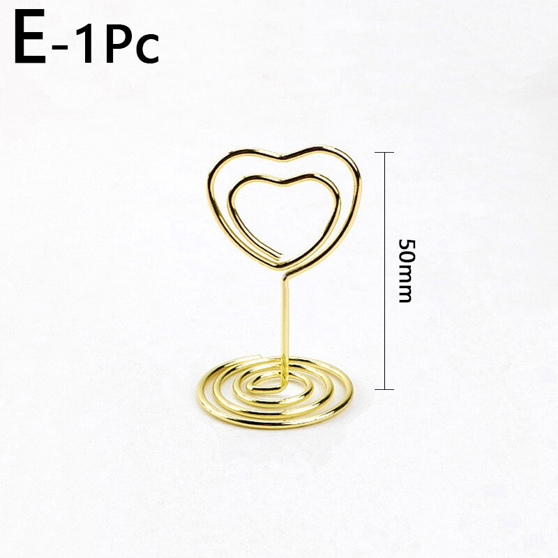 Multi Style Desktop Photo Clips Office Crative Business Card Metal Clips Wedding Party Table Number Cards Holder Decorations: E-50mm / Gold Color