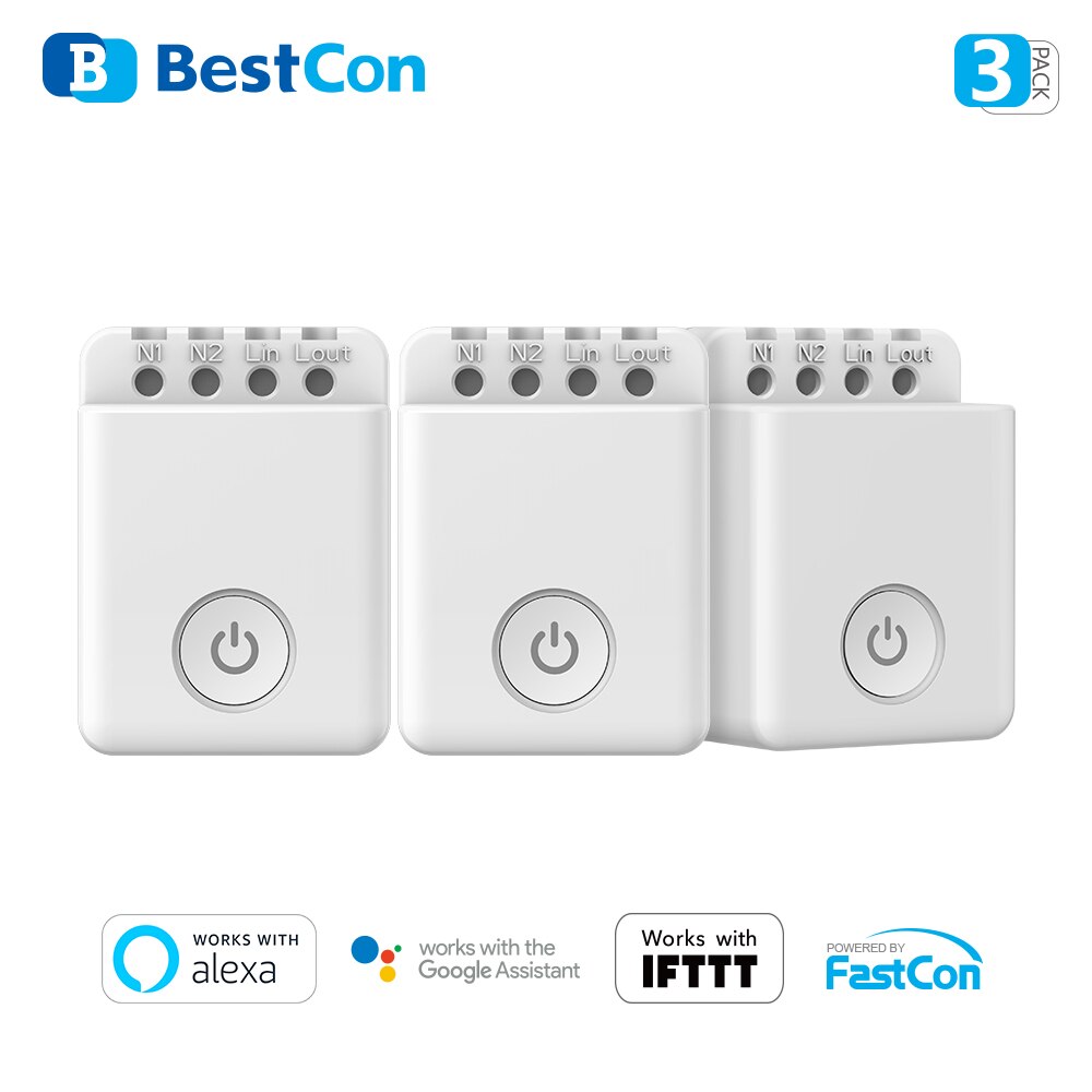 BroadLink BestCon MCB1 Smart Wi-Fi Light Switch Wireless Control Box works with Siri and Alexa: 3 PCS