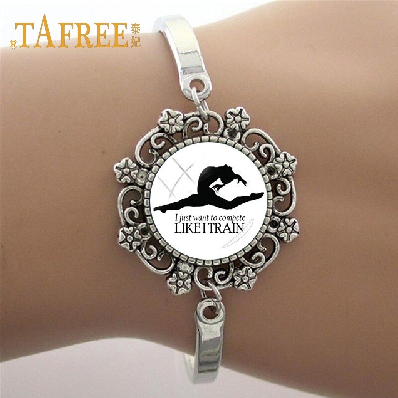 TAFREE Good bracelet Lace like gymnastics art photo Glass Dome Bracelet sport Charm Women's GY020: GY035