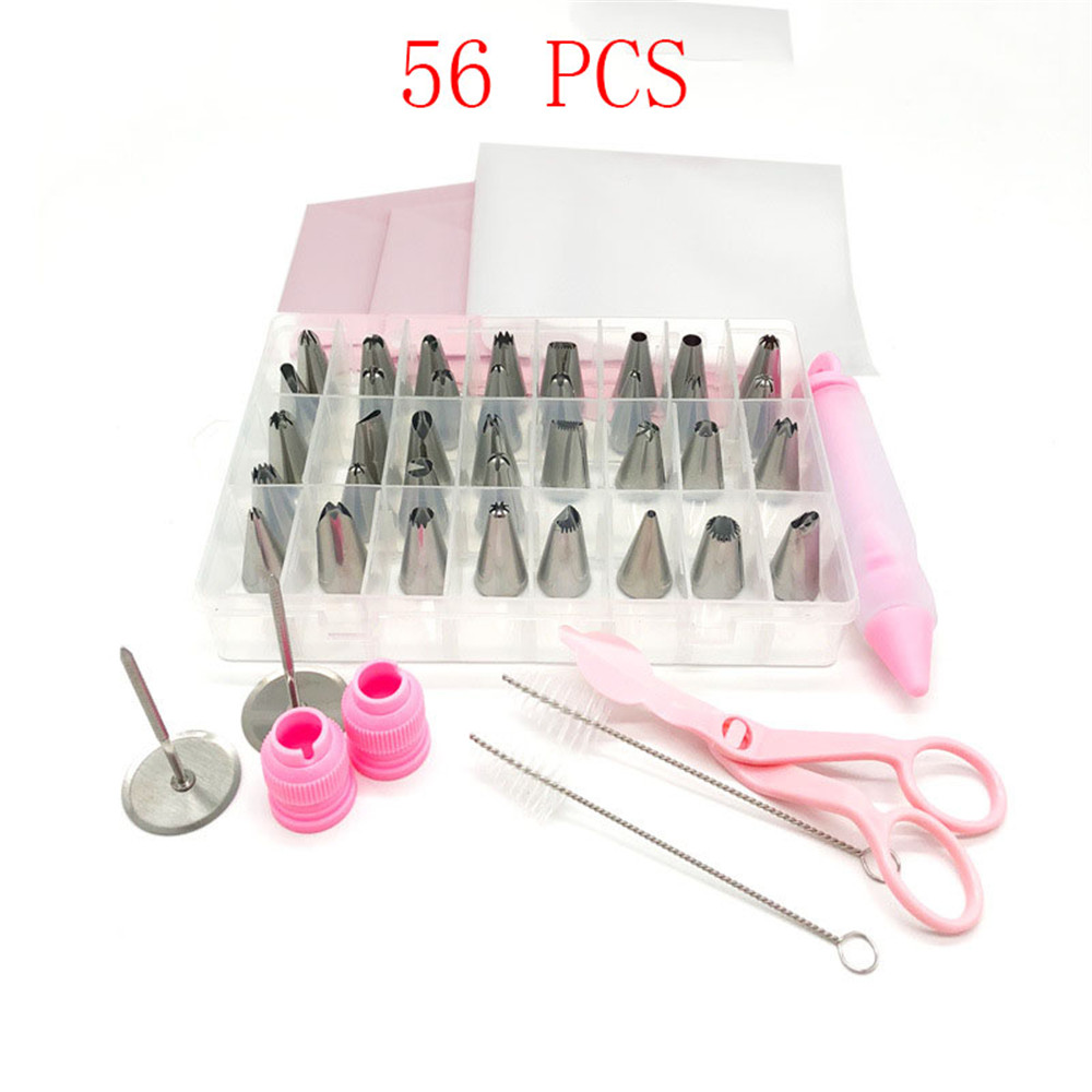 58 PCS Stainless Steel Nozzles Pastry Icing Cake Piping Cake Decorating Tools Globular Nozzle Pastry Bags: C2055