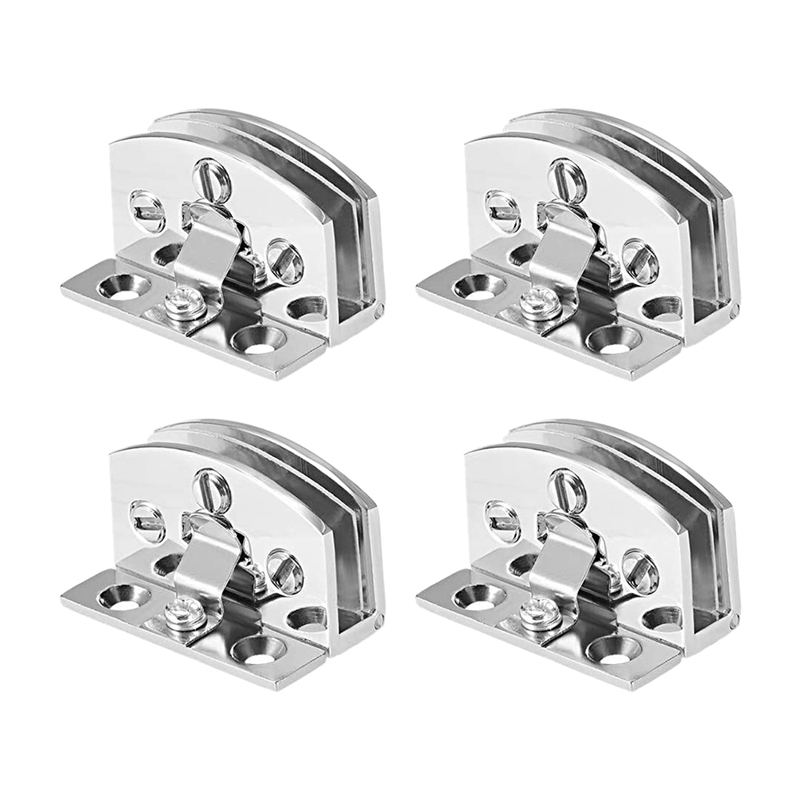 4Pcs Glazen Deur Scharnier Kast Showcase Kast Deur Scharnier Glasklem, Voor 5-7Mm Glas Dikte: Default Title