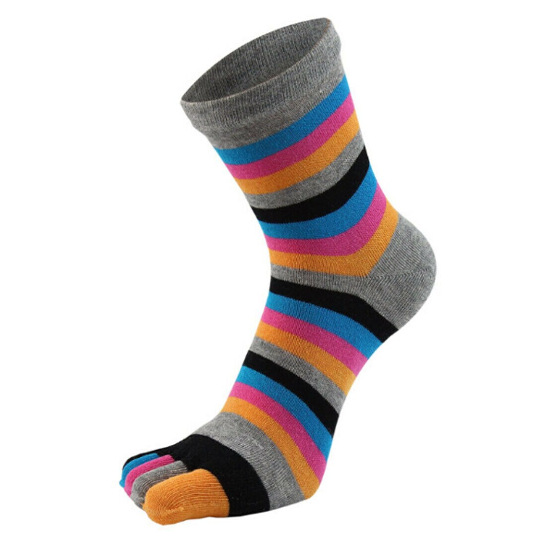 Neue Frauen Lustige Streifen Kappe Socken Baumwolle Fünf Finger Socken Casual Weiche Socken Mit Zehen Bunte Socken 6 farbe: Grau