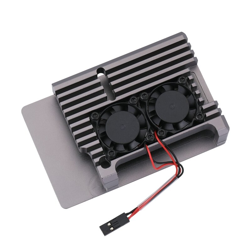 Raspberry Pi 4 Metalen Omhulsel Aluminium Case Gary Behuizing Cooling Cover Met Dual Fan Optioneel Voor Rpi 4 Model B: With Dual fan