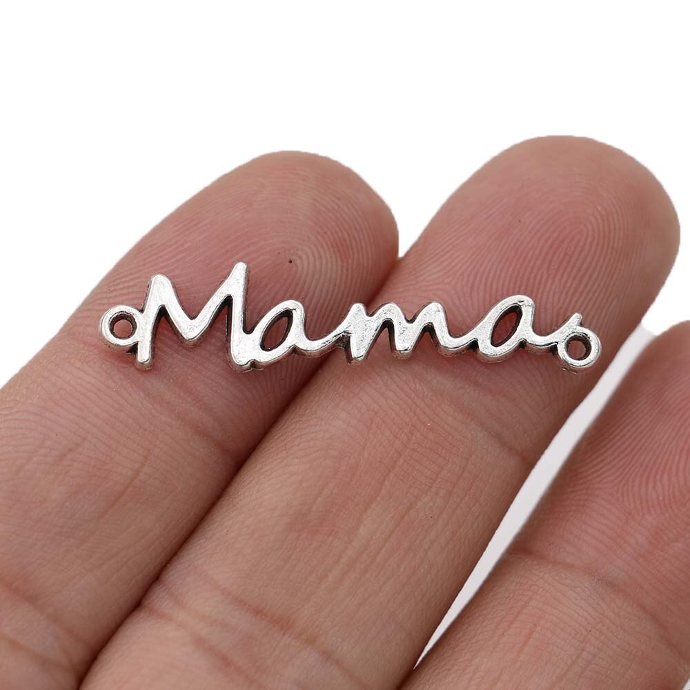 10Pcs Silver Plated Mama Charm Connectors for Jewelry Making Bracelet DIY Craft Necklace Accessories 36mm