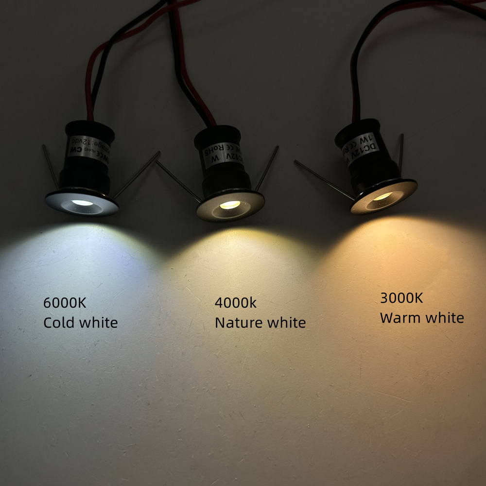 Ip65 1w mini led-downlights dimbara utomhusspotlight trappskåpslampa 12v st svartvita silverfärgade spotlights båtbelysning