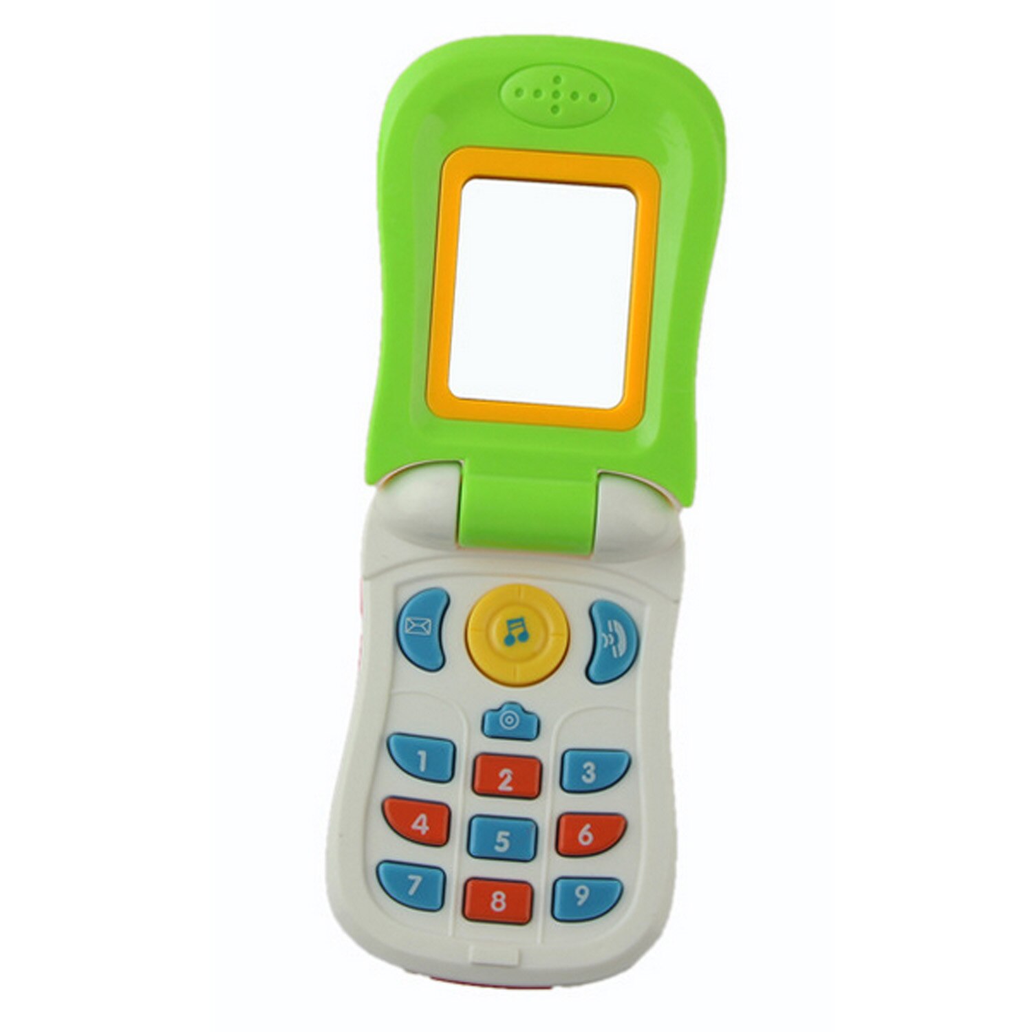 Grappige Leuke Simulatie Flip Mobiele Mobiele Telefoon Educatief Speelgoed met Spiegel Lichten Muziek voor Kinderen Kinderen Verjaardag Kerst Cadeau: Green