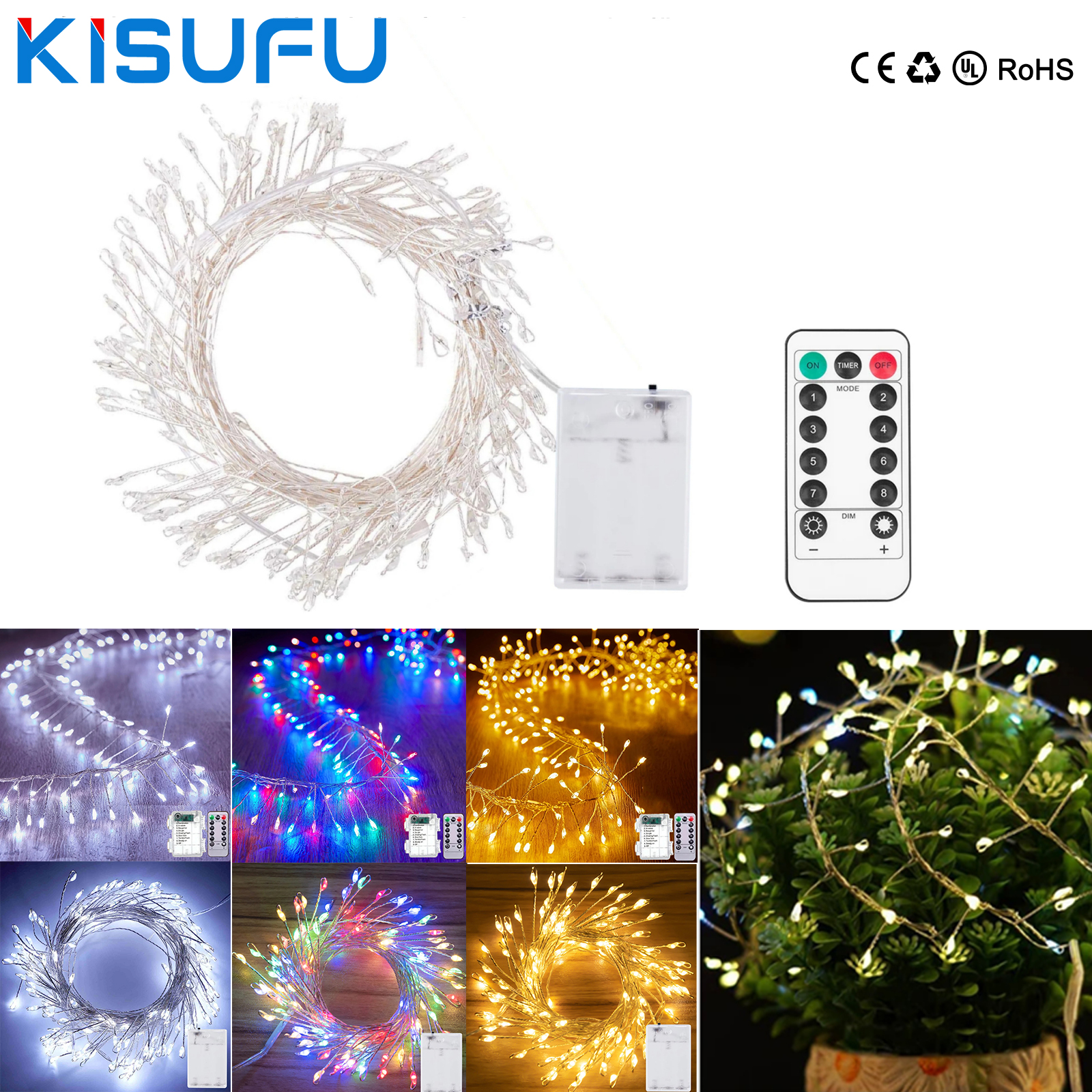 Lyslenke med ledet-lys av kobbertråd, 3m/6m stk . batteridrevet med fjernkontroll, dimbar lyskilde til festdekor på soverommet