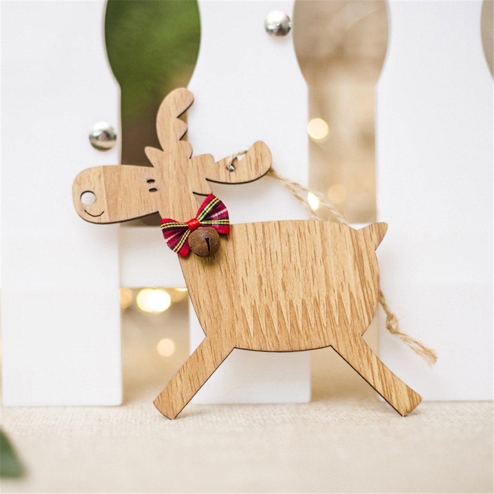 Jul hjort trä hängen prydnadsföremål för julgran diy prydnad julfest dekorationer barn hängande prydnadssaker