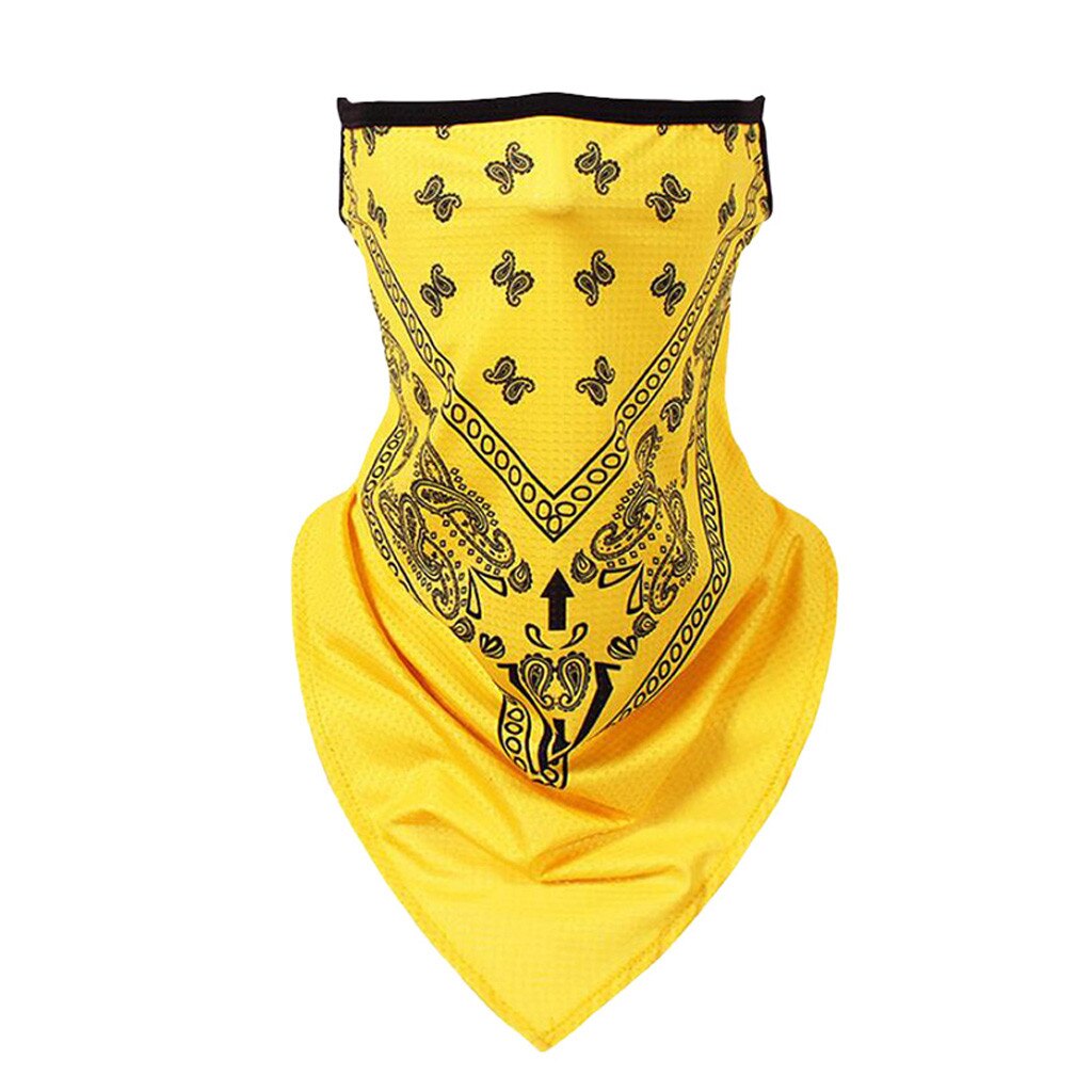 Tri-Angle Bandana Gezicht Shield Opknoping Oor Buis Sjaal Ice Zijde Nek Gaiter Cover Anti-Uv Glad Ademend Hoofdband Mannen masque: Yellow 