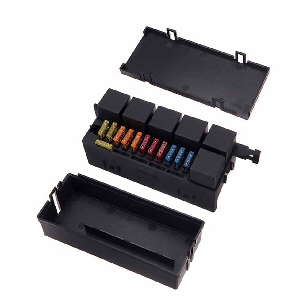 Porte-fusible 12V 40a, couvercle en plastique à 11 voies, porte-boîte à fusibles pour voiture, camion marin, remorque, bateau avec bornes à pelle, 6 pièces, 4 broches