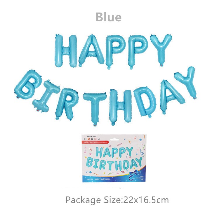 16 inch Letters HAPPY BIRTHDAY Foil Balloons Happy Birthday Party Decoration Kids Alphabet Air Balloons Party Decoration: Blue