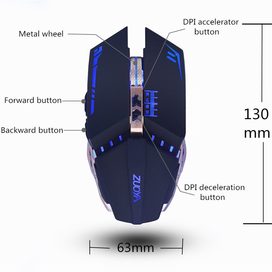 ZUOYA USB Wired Gaming Mouse 7 Buttons Optical LED Computer Game Mice for PC Laptop Notebook Gamer