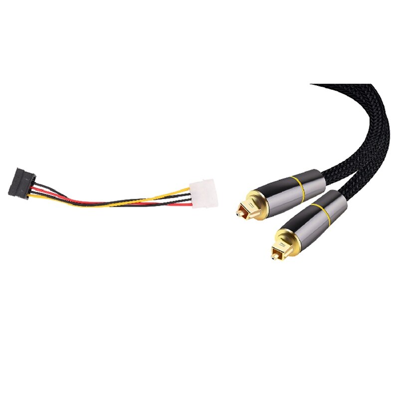 Ide/Molex/IP4/4-Pin Naar Sata Power 15-Pin Adapter Kabel &amp; 5.1 Digitale spdif Fiber Toslink Optische Audio Kabel 1M