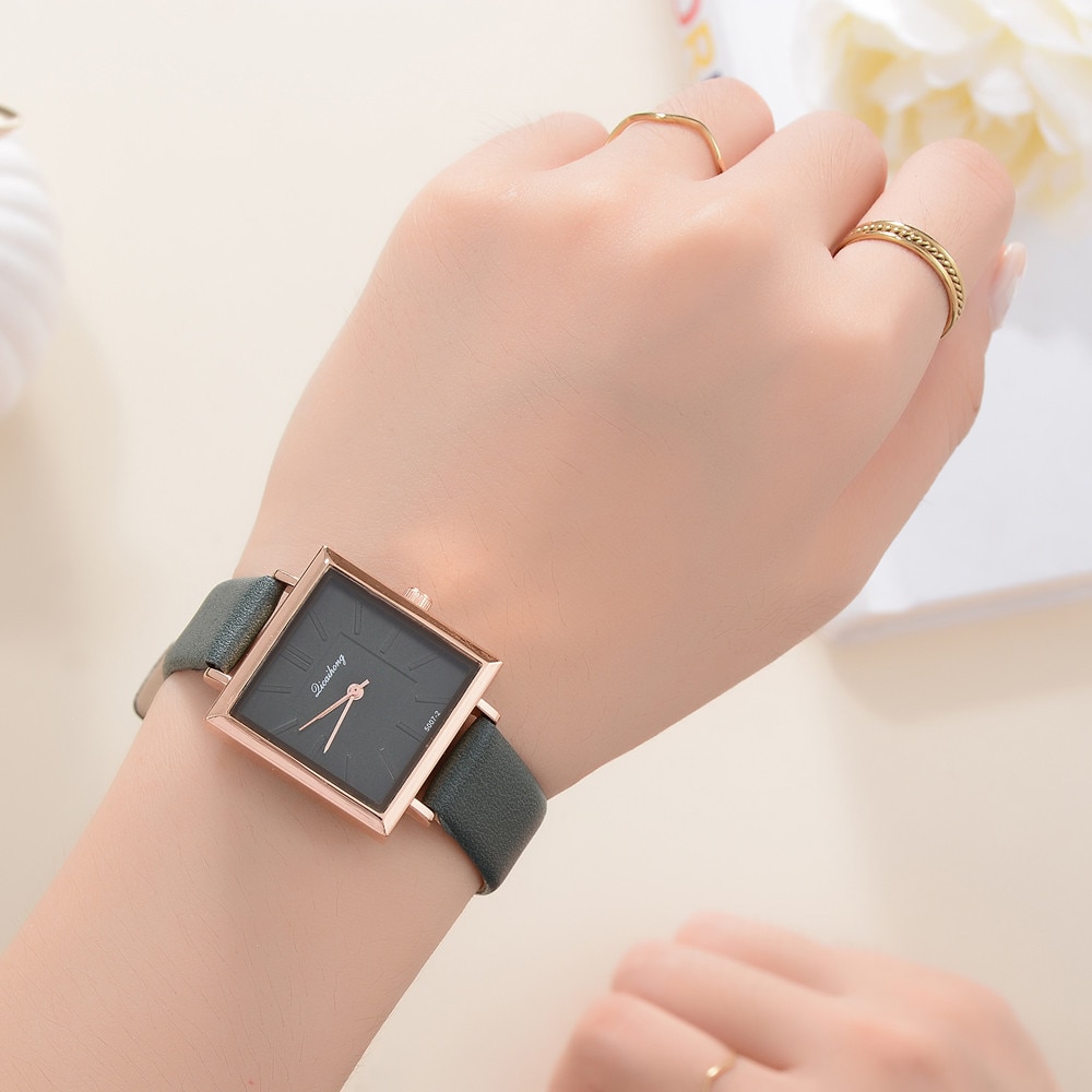 Topp merke firkantet kvinner armbånd klokke kontrahert lær krystall armbåndsur kvinner kjole dame kvarts klokke dropshiping &ff