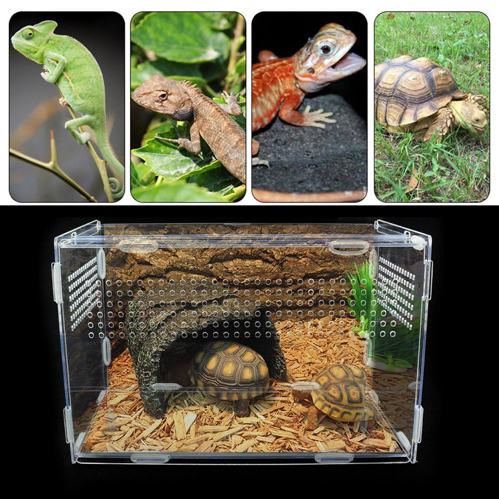 Transparante Acryl Terrarium Reptile Kweekbak Spider Hagedis Kikker Cri Terrarium Reptiel Fokkerij Doos