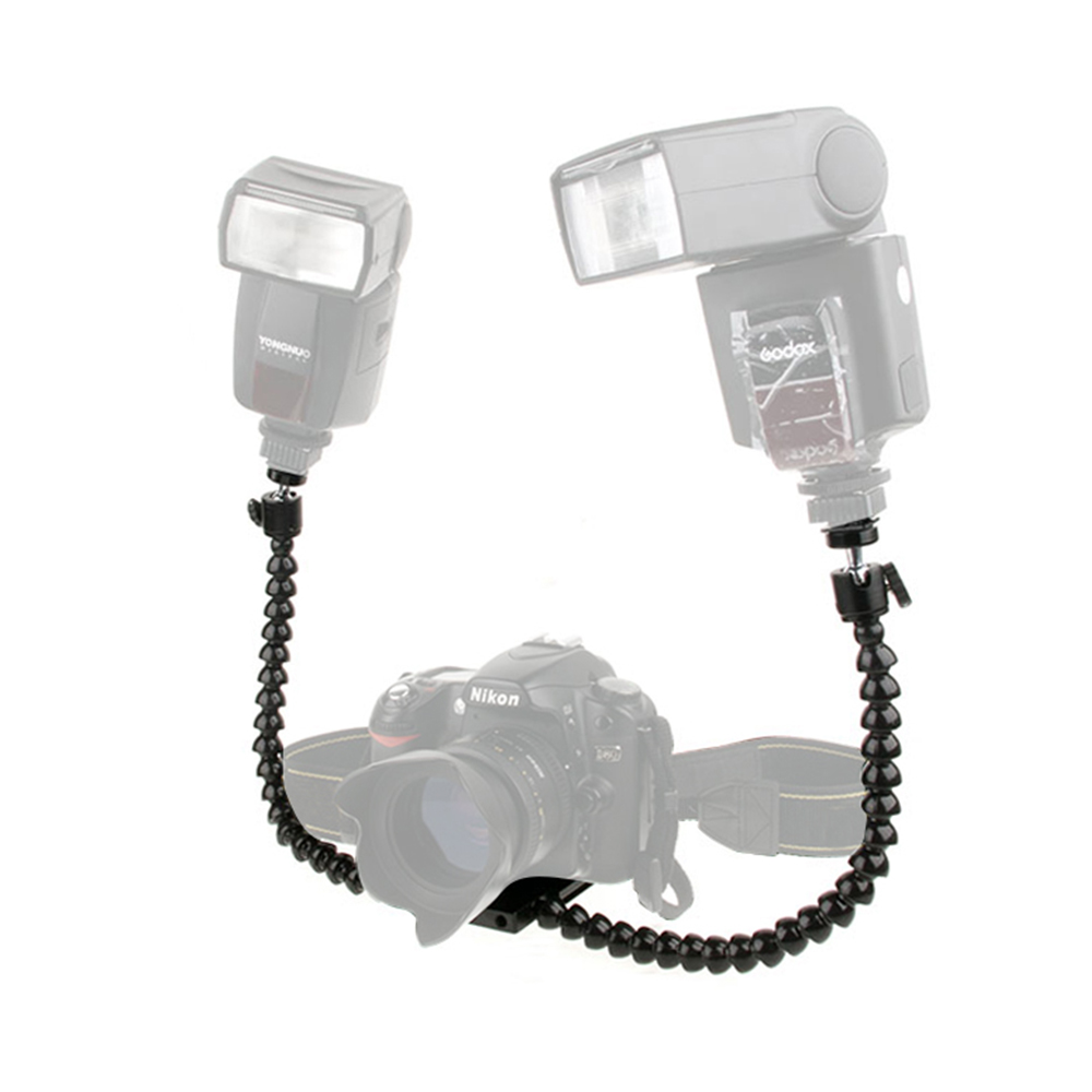 Foleto Flexible double bras support réglable chaussure chaude Flash support de montage pour Canon Pentax Macro Shot accessoires de caméra