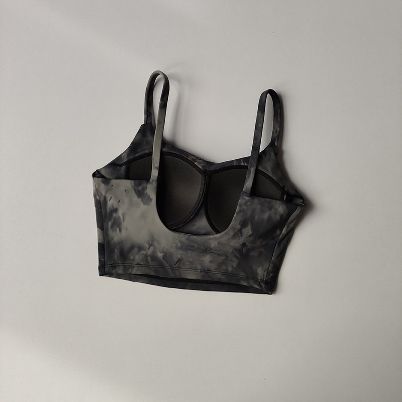 Batik-Einteiler-Tasse-Sportunterwäsche für Damen, hochstoßfest, zum Laufen, Schönheit, Rückenweste, Raffungs-BH, Fitness-Anzug, Yoga-Anzug