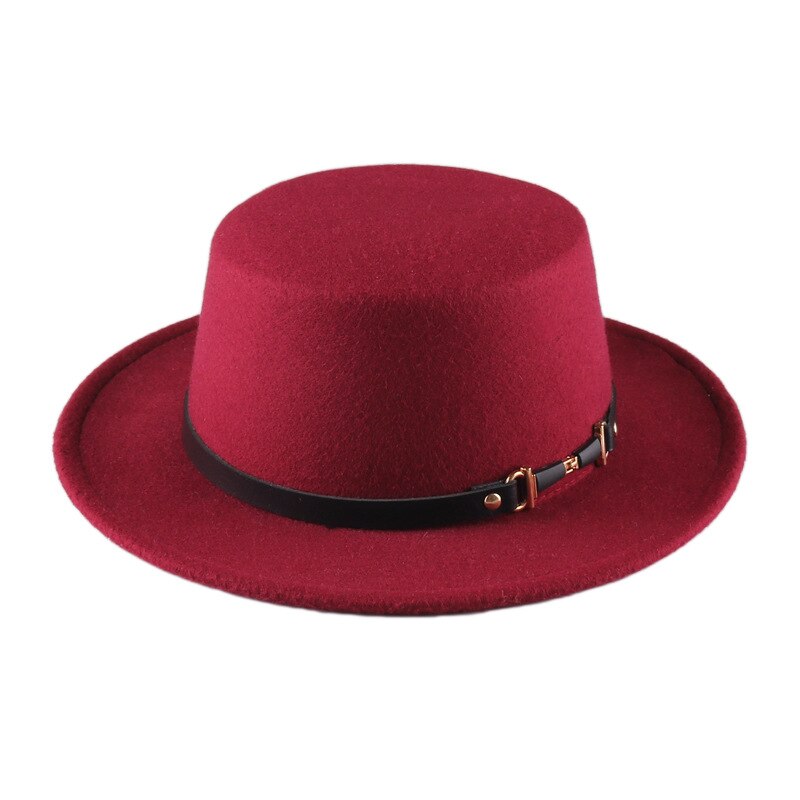 årgang avlet randen fedora lue vinter høst imitasjon ull kvinner jazz hatt runde bowler hattemaker: Vinrød