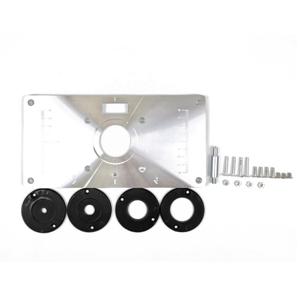 Plaque d'insertion de Table de routeur, établi de travail du bois en Aluminium, modèles de défonceuse à bois, Machine à graver avec 4 anneaux outils: Black