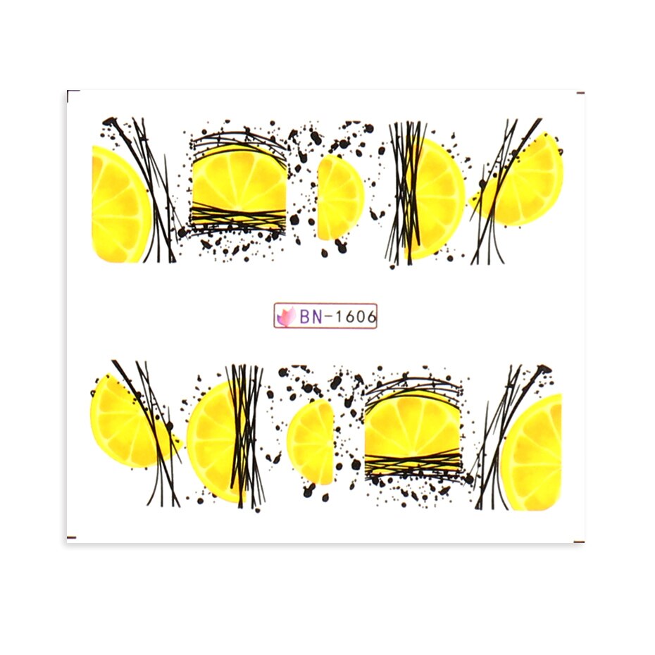 Sommer vand nail art klistermærker frugt med edderkoppe linjer transfer decals kiwi citron avocado manicure skyder bebn 1597-1608-1: Bn -1606