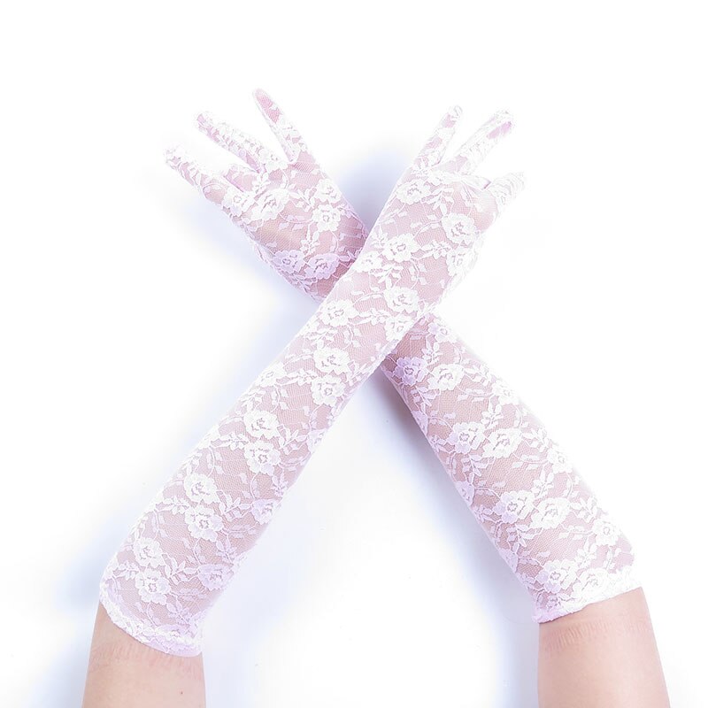 Pas cher blanc dentelle gants de mariée rouge blanc coton doigts longs gants pour mariage femmes fête accessoires demoiselle d'honneur rose gants