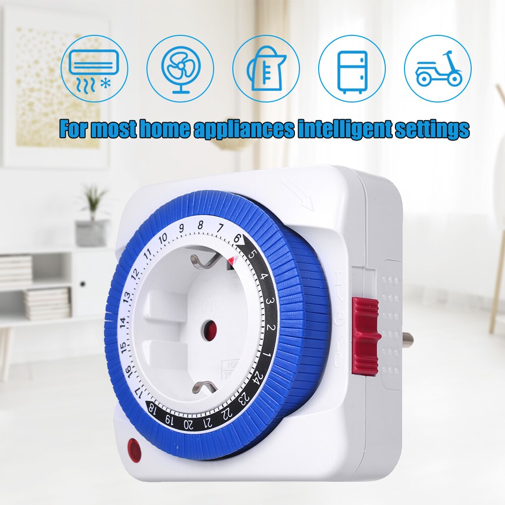 24 Hours Mini Plug-in Timer Switch Mechanical Timing Socket Time Controller for Water Dispenser Heaters & Router