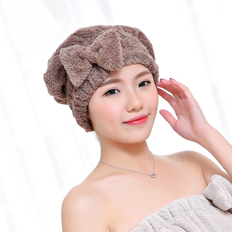 Girl's Hair Drying Hat Quick-dry Hair Towel Cap Hat Bath Hat Microfiber Solid Towel Cap Super Absorption Turban Hair Dry Cap