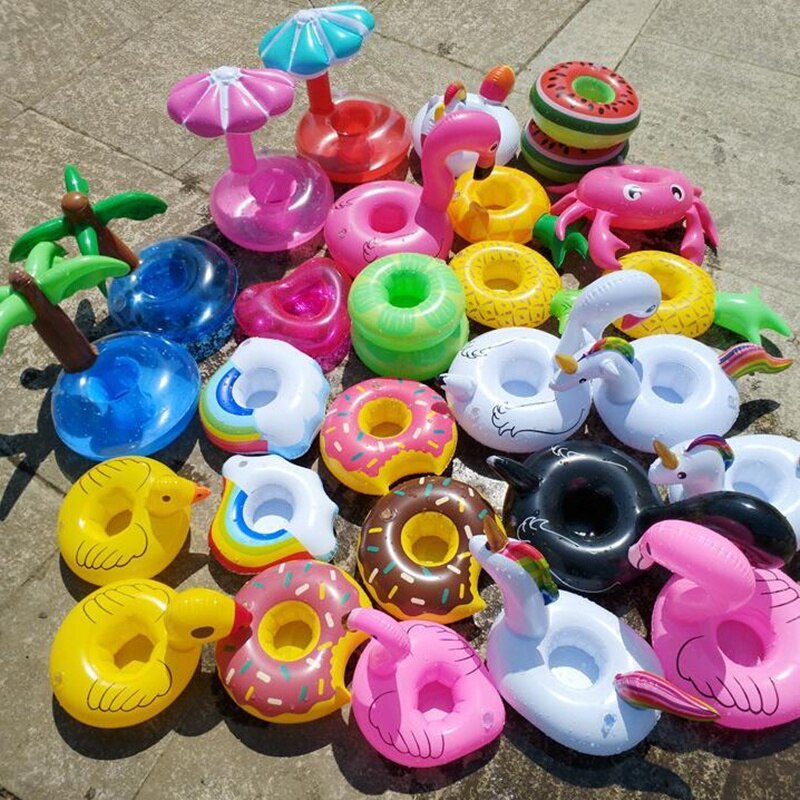 15pcs Not repeating Mini fanny Inflatable Red Flamingo Floating Drink Cup Holder Swimming Pool Bathing Beach Party Toy Boia