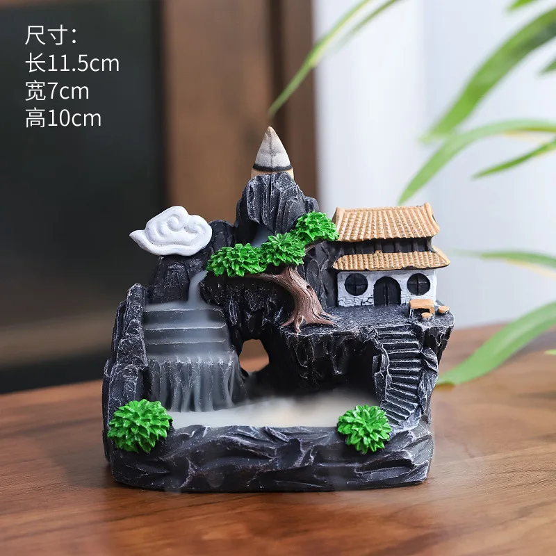 Incense Burner Resin Backflow Incense Smoke Waterfall Incense Holder For Aromatherapy Environment Cleansing Yoga Home Decor: Brown