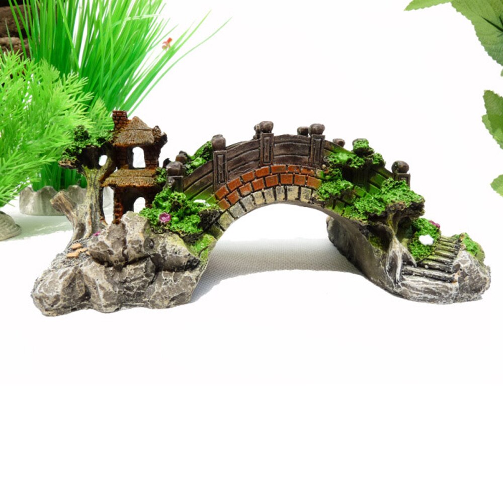 Aquarium Decoratie Aquarium Brug Landschap Ornamenten Pavilion Boom Hars Rotstuin Brug Simulatie Planten Decoratie