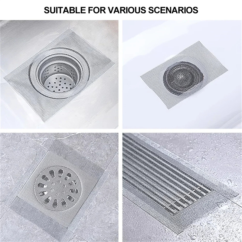 Desagüe de ducha cortable, pegatinas autoadhesivas para drenaje de suelo, malla desechable, filtro de pelo para fregadero de cocina y baño