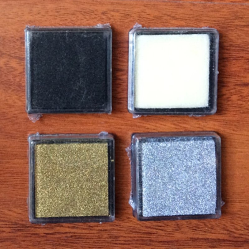 4 stuks inkt pad ---- zwart & wit & goud & zilver kleur DIY scrapbooking inkt pad set water kleur verven