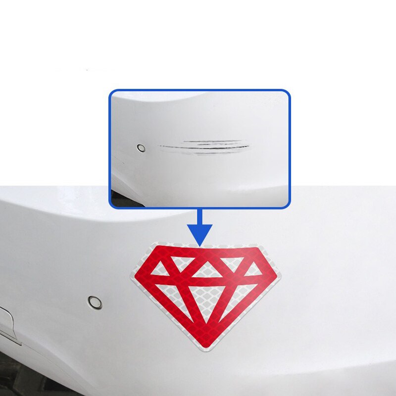 2pcs Diamond Pattern Reflective Sticker for Car Decoration Night Safety Warning Tape Vehicle Decal Cartoon Made with 3M