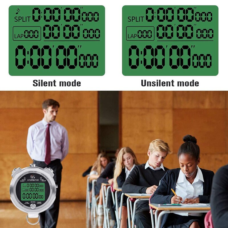 YS Stopwatch Metal Stopwatch Timer with Backlit Multi Lap Memory Digital Stopwatch for Coaches