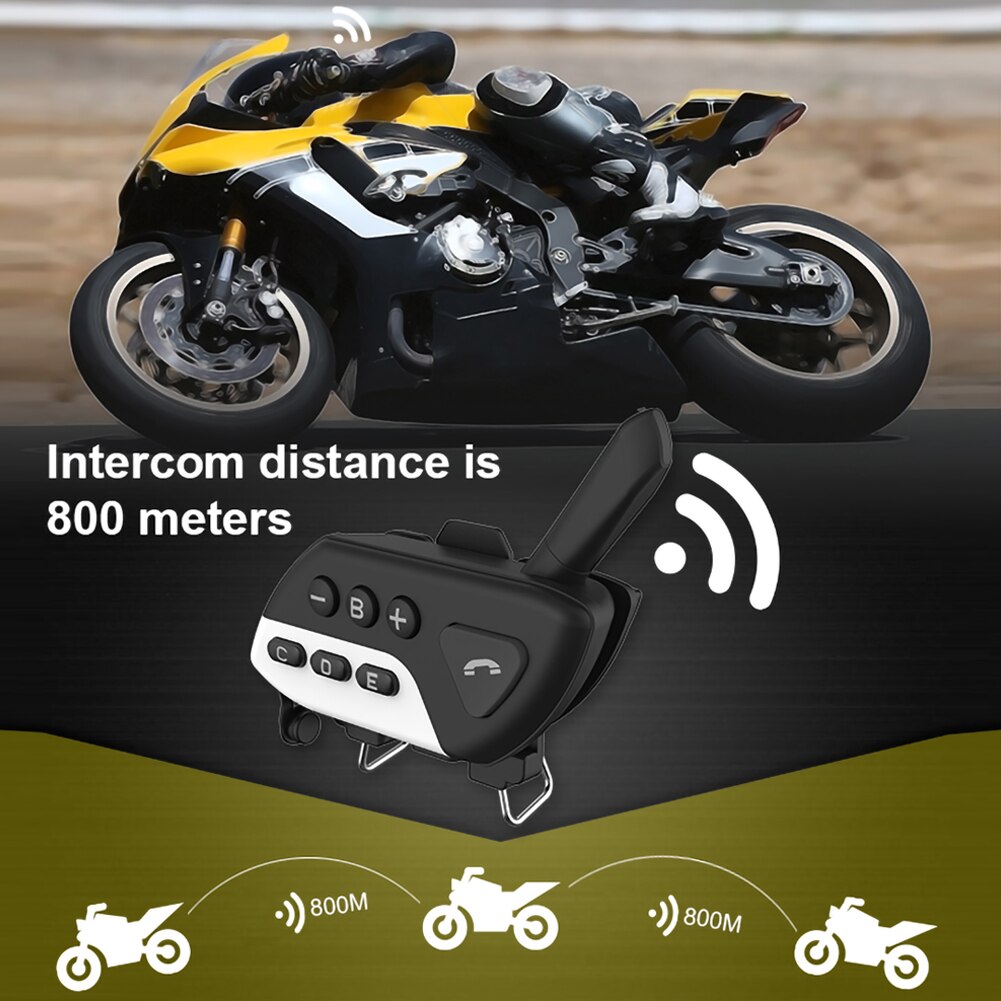 Vedenpitävä 800m bluetooth intercom moottoripyörä kypärä kuulokkeet langattomalle radiopuhelimelle moto stereo sisäpuhelin  mp3 gps fm radio