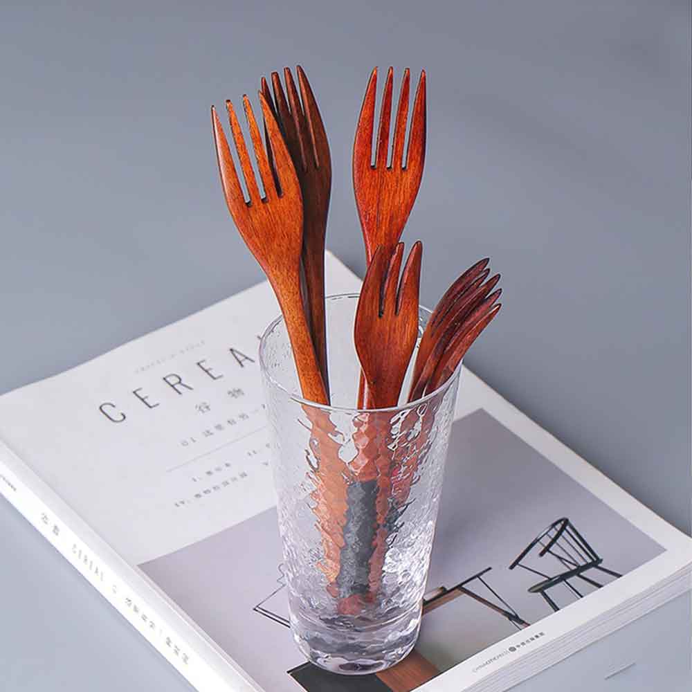 Wooden Food Dessert Fork Wood Forks Dinner Fork Cutlery Tableware Lovers Wooden Flatware Fruit Cake Forks