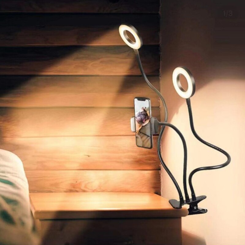 Lumière D'anneau de Selfie avec Portable Flexible Support Pour Téléphone Support Paresseux Bureau Lampe Lumière LED POUR LE flux En Direct Bureau Cuisine