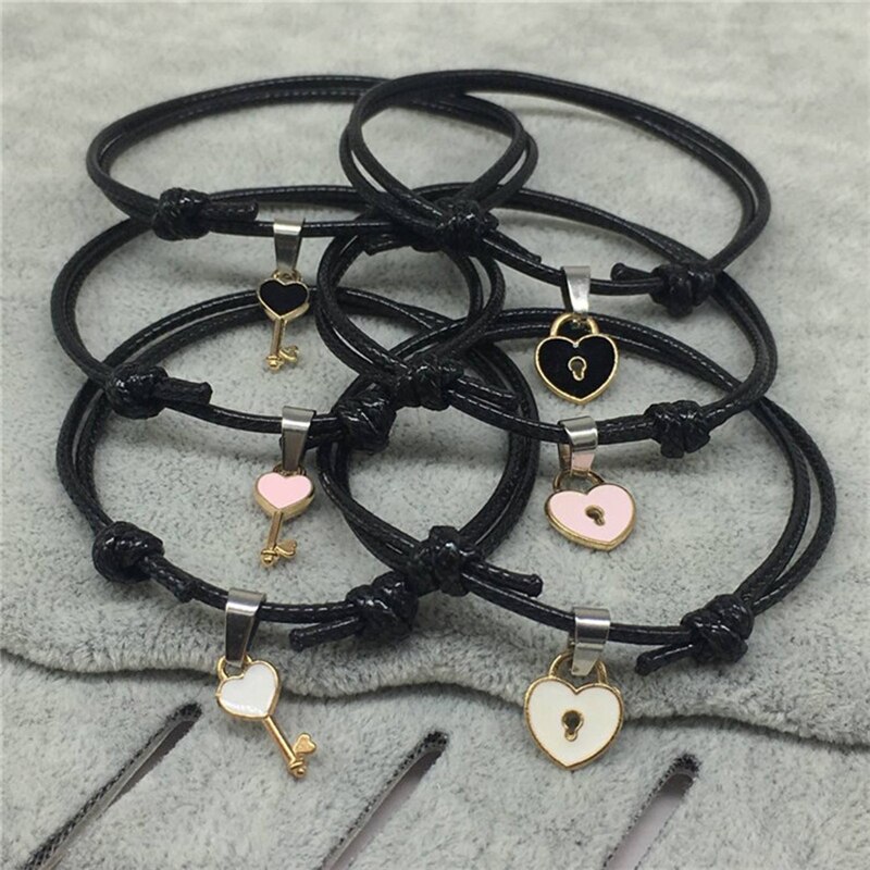 A pair of personality simple couple key love lock bracelet jewelry