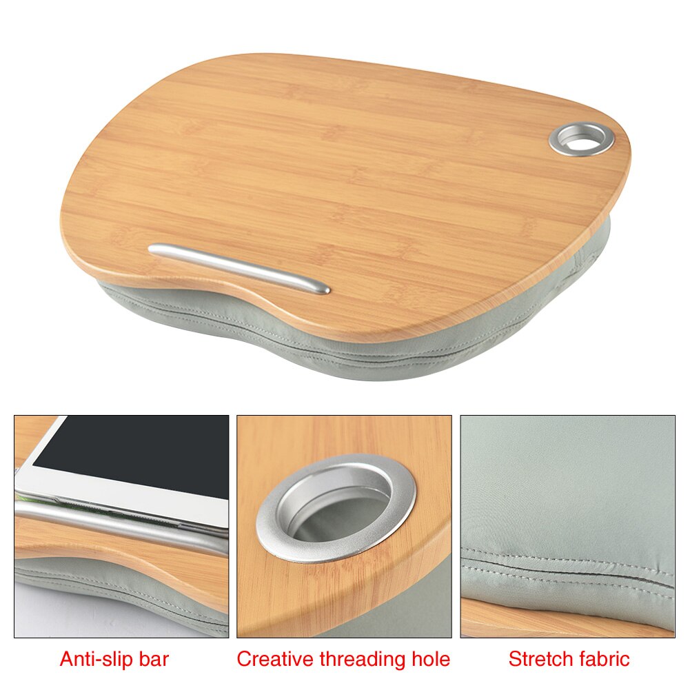 Portable Adults Kids With Soft Cushion Bedroom Laptop Desk Writing Multipurpose Reading Table Lap Tray Office Double Sided Study: Gray