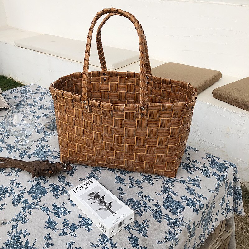 Strand Stroh Taschen Frauen Sommer Handtasche Rattan Platz Schulter Tasche Handgemachte Bali Woven Kreuz Körper Tasche Box Böhmen