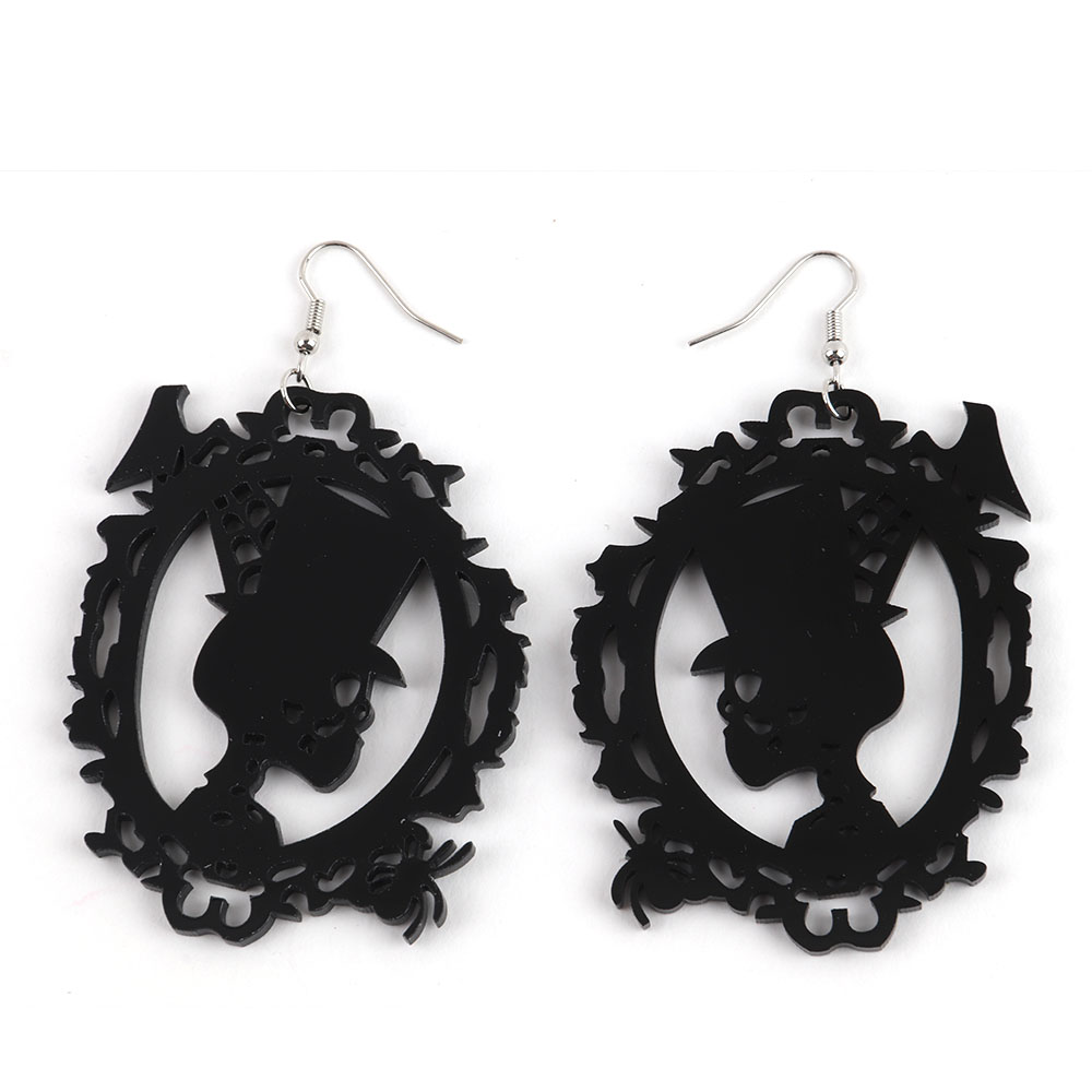Acrylic Halloween Big Heart Circle Hollow Spider Web Earrings For Women Girls Cobweb Dangle Earrings Festival Charm Jewelry