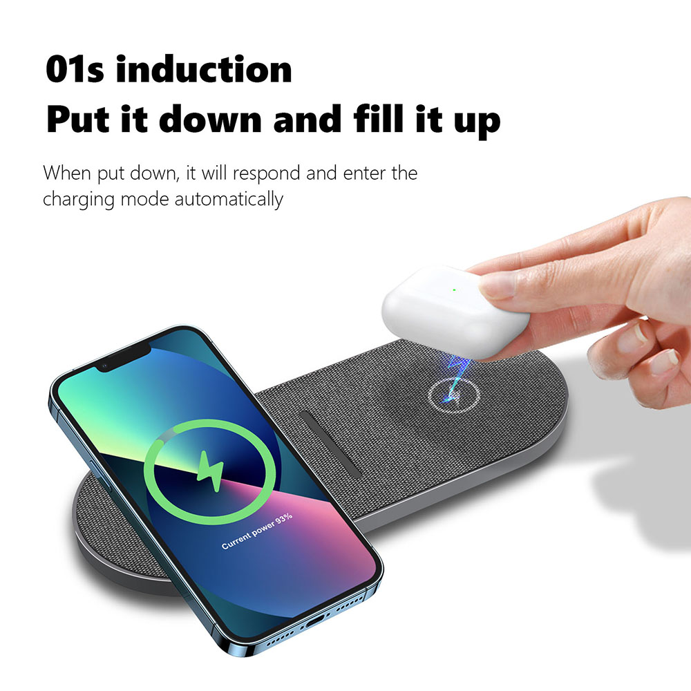40W 2 in 1 Wireless Charging Pad for iPhone 15 14 13 12 11 Pro Max XS XR X Airpods Pro 3 Fast Charger Mat Dual 20W Station Stand