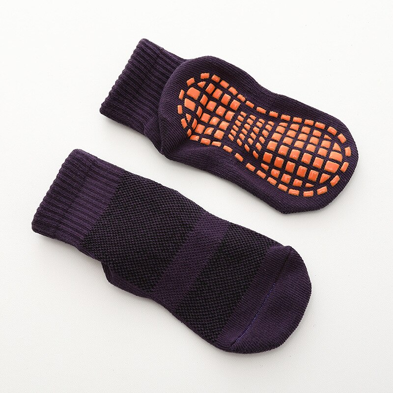 1 Pair Cotton Anit Slip Kids Sports Socks Boys Girls Short Ankle Socks 1-10 Years Old Children Warm Socks Solid Color: Black purple / L