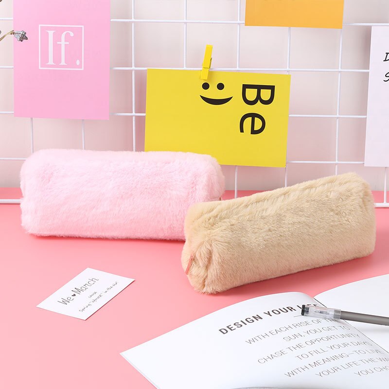 Caja de lápices creativa versión coreana, bolsa de bolígrafo octogonal cuadrada esponjosa para chica, pequeña y bonita, con de corazón, sencillo para estudiantes