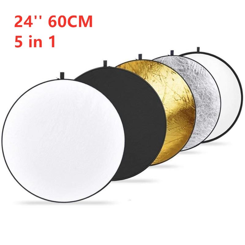 24 &quot;60cm 5 em 1 refletores de luz refletores de fotografia luz dobrável refletor redondo para estúdio multi difusores de disco de foto